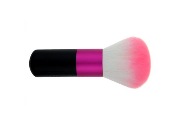 Printed Metal Handle Round Top Kabuki Brush With Red And White Nylon