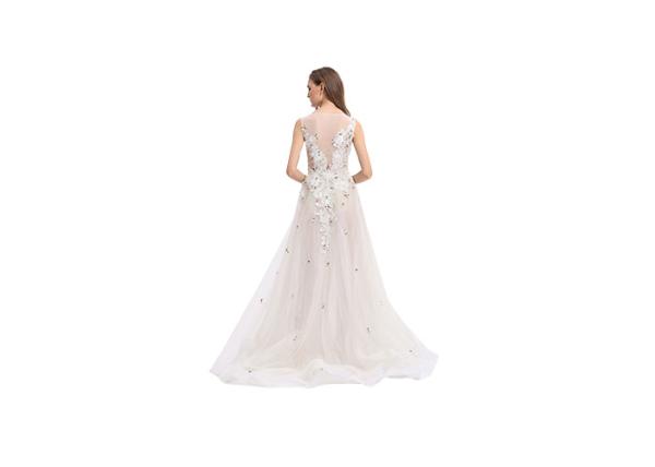 Classical White Party Dresses For Women , Lace Appliqued Long Evening Dresses