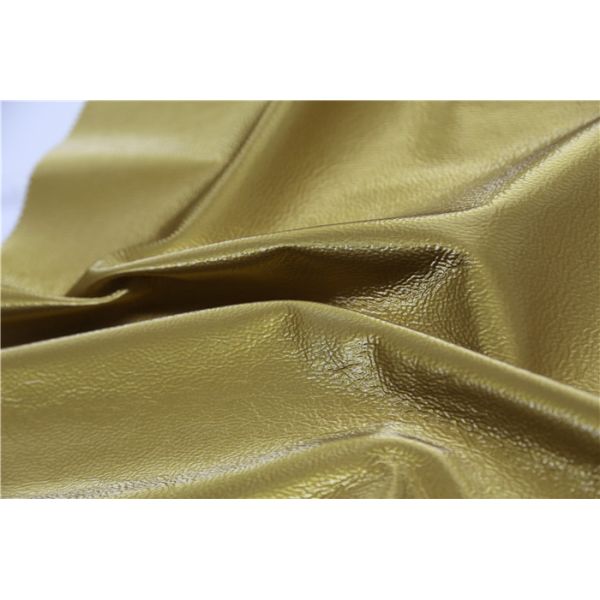 Soft Handfeeling Polyurethane Faux Leather Fabric , Pearl Ginger Soft Pu Leather