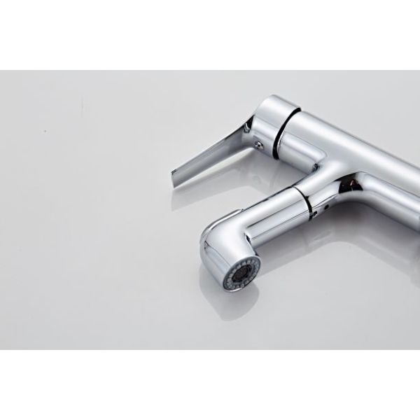Single Hole Silver electroplate above Counter Copper Pull Faucet