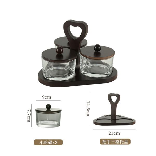 Container Set 4 Jars Glass Snack Container with Wooden Plate and Lid US