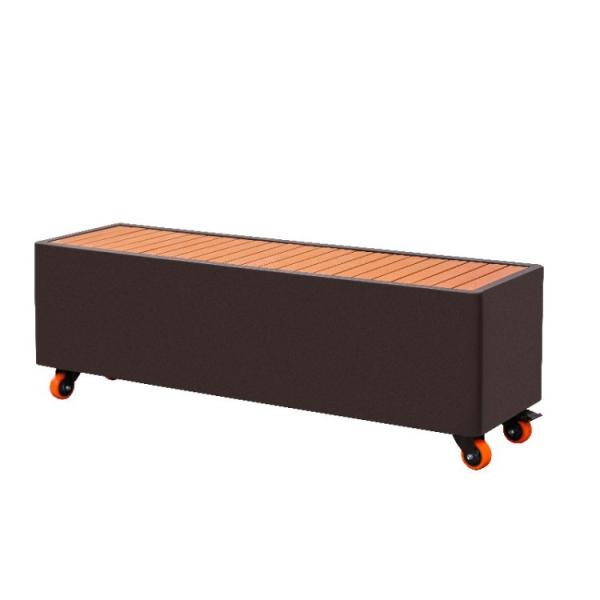 Removable Garden Metal Flower Planter Garden Seat With Planter Boxes Wheels