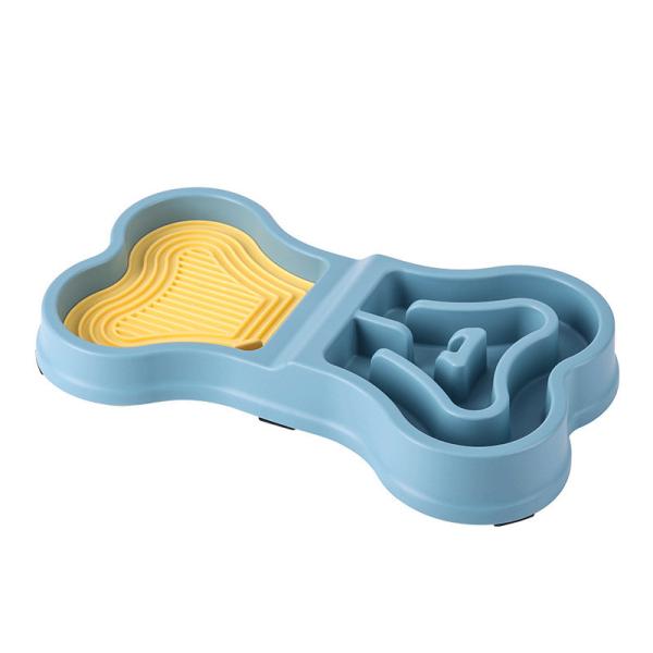 Bone-Shaped Slow Feeder Dog Bowl | Anti-Slip Pet Puzzle Bowl for Healthy Eating | PP Material Lick Mat & Interactive Feeding Mat for Dogs and Cats | 34.7cm Large