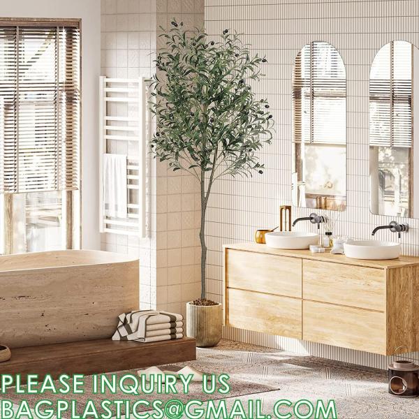 Artificial Olive Tree 6ft Tall Fake Potted Olive Silk Tree with Planter Large Faux Olive Branches and Fruits