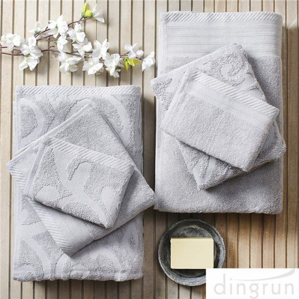 Luxury Absorbent Super Soft Cotton Solid Jacquard Bath Towel Set