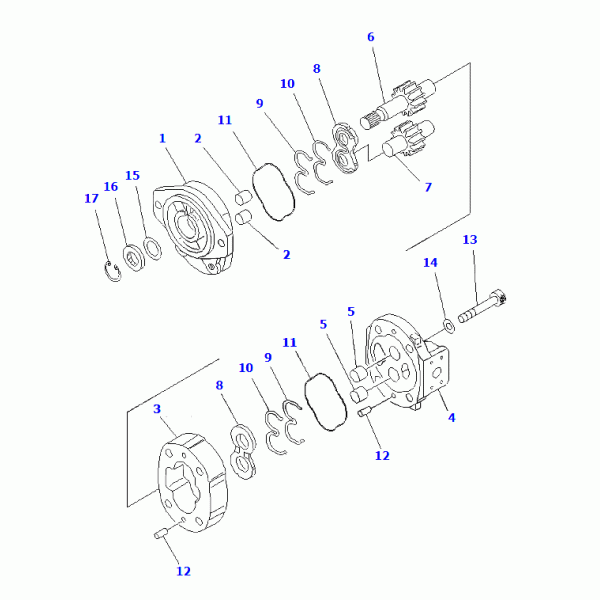 705-11-34011 Komatsu Gear Pump / Loader Hydraulic Pump Aluminum Alloy Material