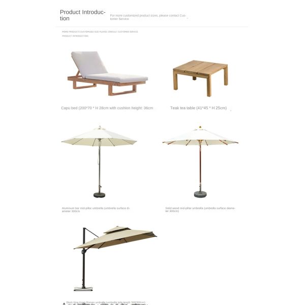 Customized Luxury Pool Teak Wood Lounge Chair Lesiure Bed