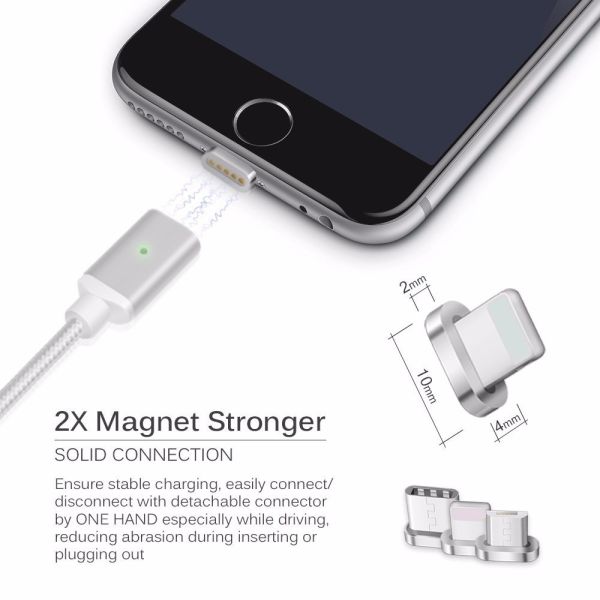 3 in 1 Magnetic Micro USB Data Cable , For iPhone Charger Cable