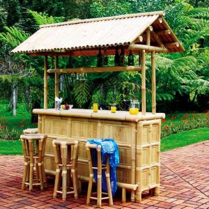 Bambu Tiki Bar With Roof da altura de 220 Cm tamboretes de barra de bambu de 4
