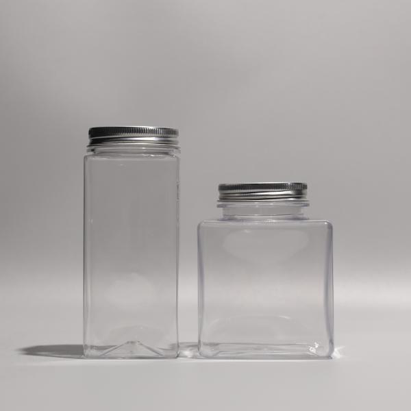 Garrafa de plástico PET transparente com tampa de parafuso para suco e chá de boba