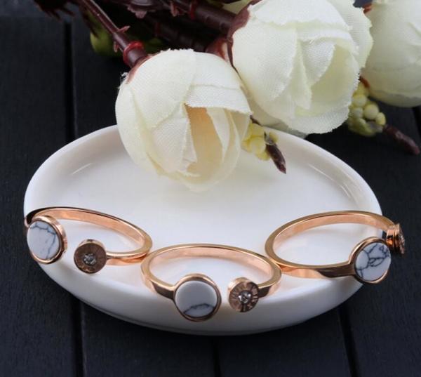 316L Steel 18k Real Gold Shell Opening Ring Jewelry Roman Number Diamond Finger Rings