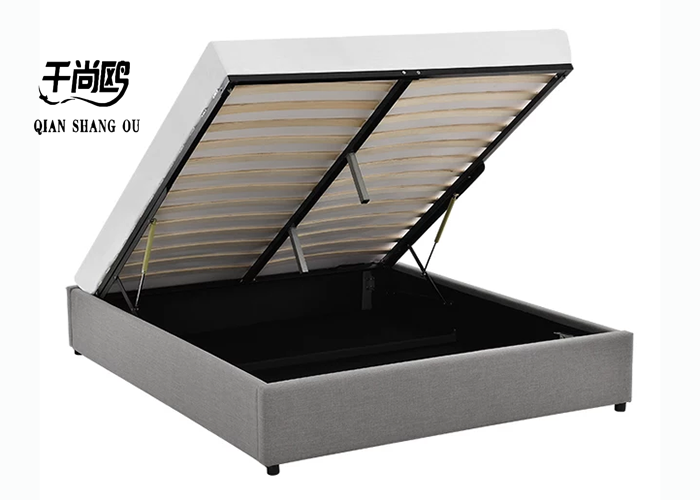 Air Pressure Bracket Modern Bedroom Platform Beds , Leather Upholstered Bed With Storage