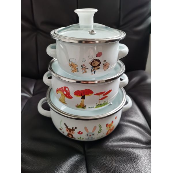 Customized Logo Enamel Soup Pots Set Non Stick Cookware Set Casserole Kitchen