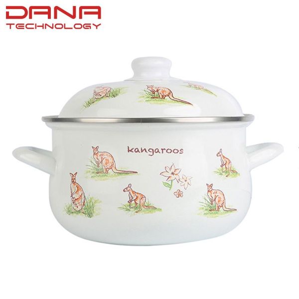 Customized Enamel Casserole Set 5PCS 16 To 24cm Cast Iron Cookware Kitchen Cooking Pot