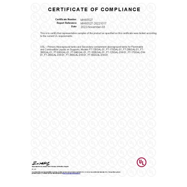 Топливные баки дизельного топлива UL 142 стальные наземный для огнеопасных горючих жидкостей
