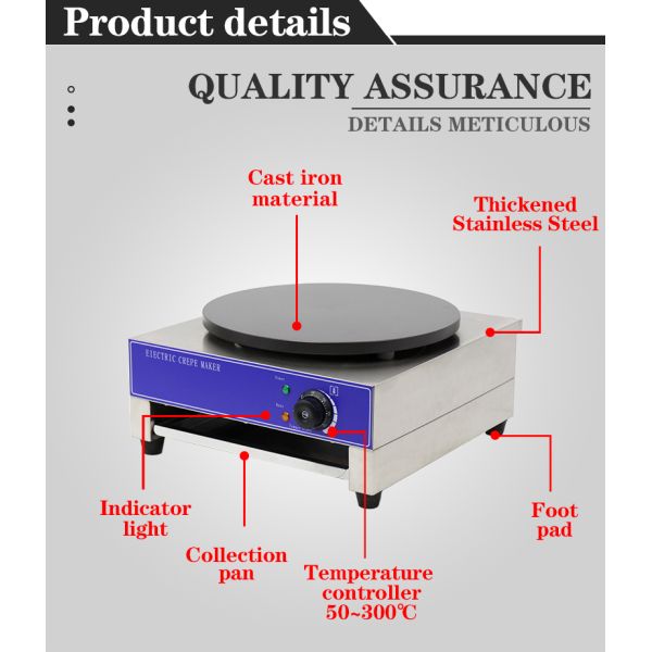 Ресторан 3000 Вт Электрический Крепе-Мастер 16 дюймовый Большой Крепе-Машина с плоской тарелкой гриль