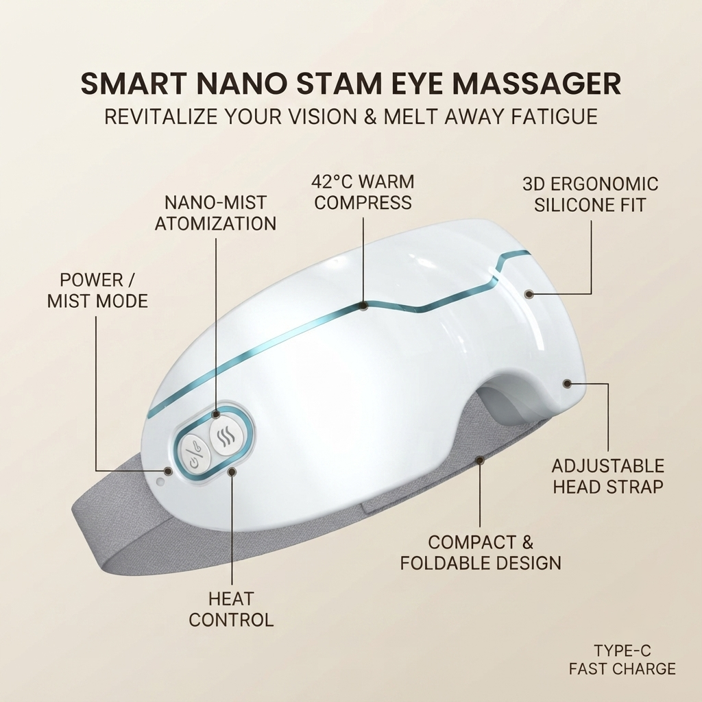 ZN-JM03 Smart Nano Steam Eye Massager with Gentle Heat & Micro-Atomization for Dry Eyes Relief
