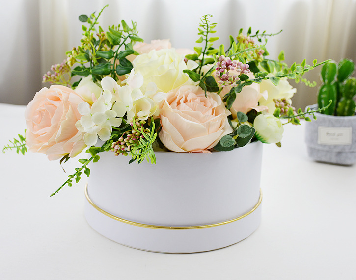 Round Biodegradable Luxury Paper Gift Box Custom Color For Marble Rose