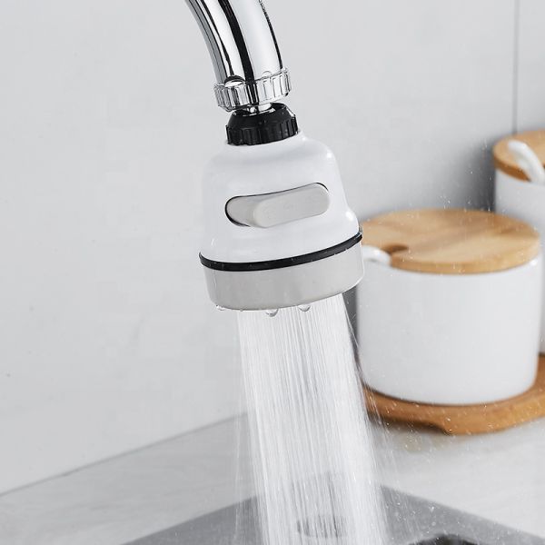 360 Degree Adjustable Rotatable White Swivel Head Kitchen Sink Faucet Nozzle Tap Adapter