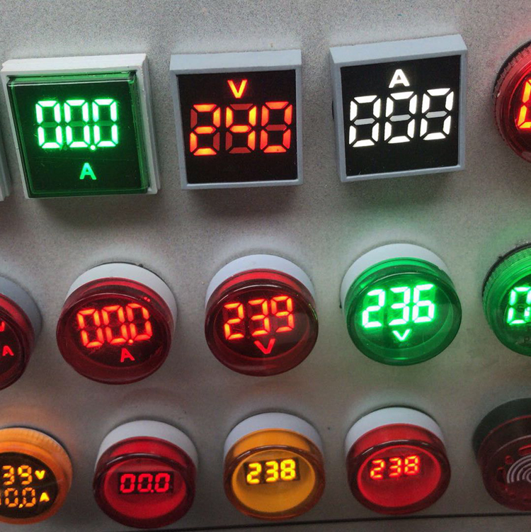 220V Mini Digital Voltage Meter with 22mm LED Indicator Lamp Single Phase Display for Square Digital Volt Meter
