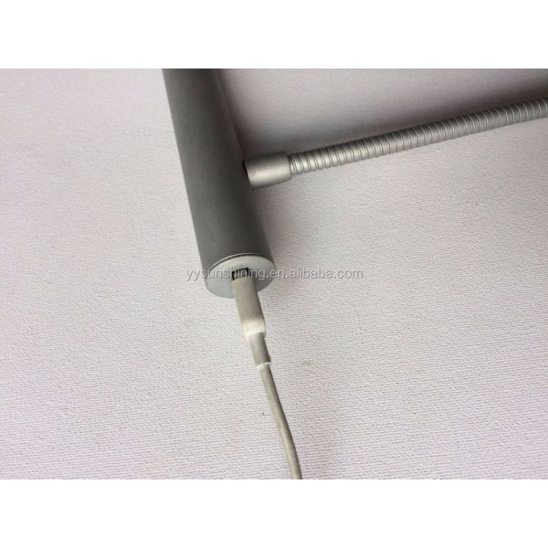 82 Lm Silver LED Bedside Lamp with Flexible Neck Eye Care Function and USB Charging Port