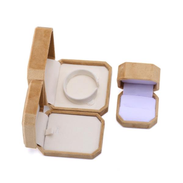 elegant handmade Yellow Octagonal Velvet Jewelry Box for Necklace Earrings Bracelet Ring