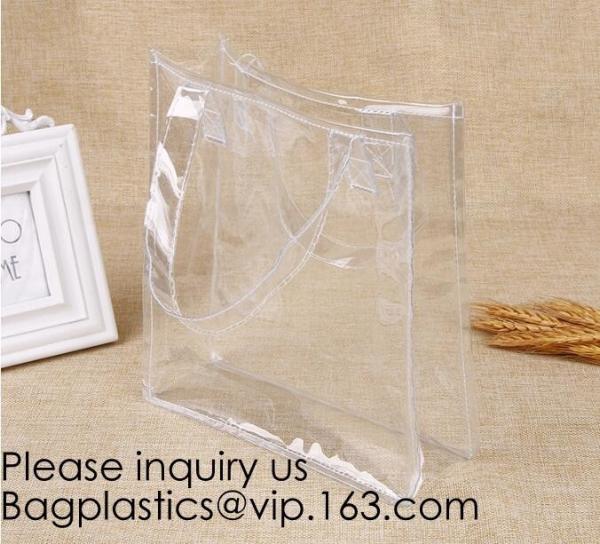 Manufacturer Custom Logo Transparent Clear PVC Plastic Portable Packaging Promotional Gifts Shopping Tote Bag, bagease