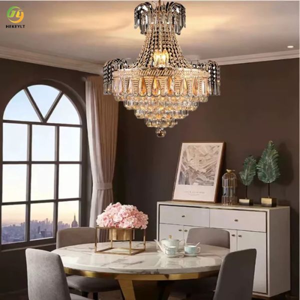 Подгонянные блески привели роскошь люстры свечи Кристл золота для гостиницы лобби свадьбы