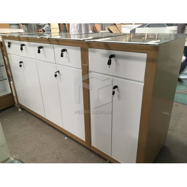 хранения витрины 3pcs дисплея мобильного телефона MDF 20mm закалили стеклянную верхнюю часть