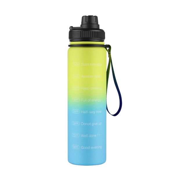 Fashion Gradient Vacuum Insulated 32 Oz Metal Water Bottle Wide Mouth With Leakproof Lid