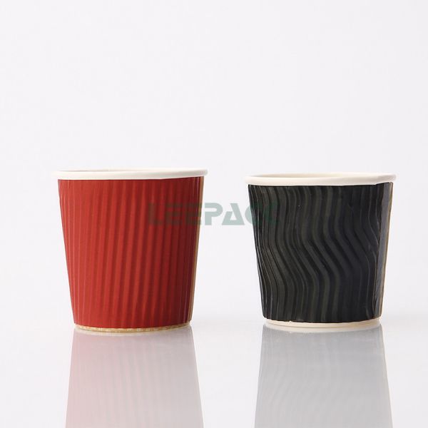 disposable ripple wall coffee paper cup for hot drink PE coated paper cup with lids 8oz 10oz 12oz 16oz can be customized