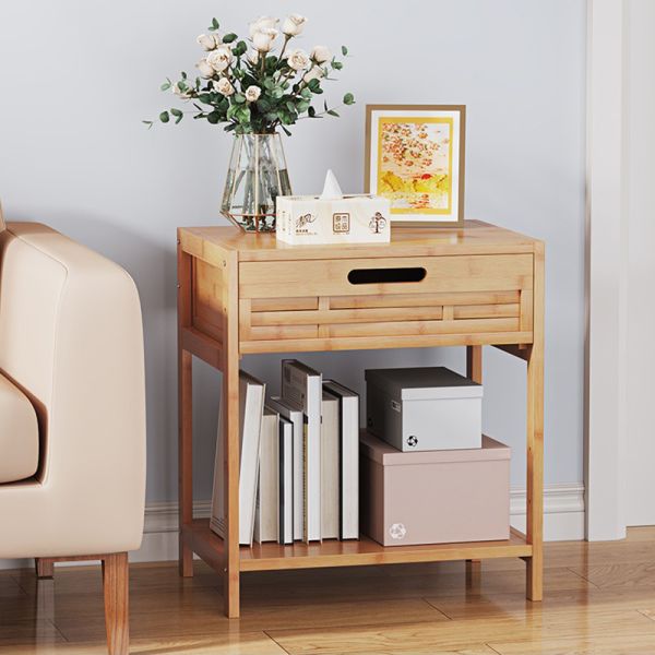 Nightstand, Bedside Table End Living Room Sofa Side Storage Cabinet with Drawer and Shelf