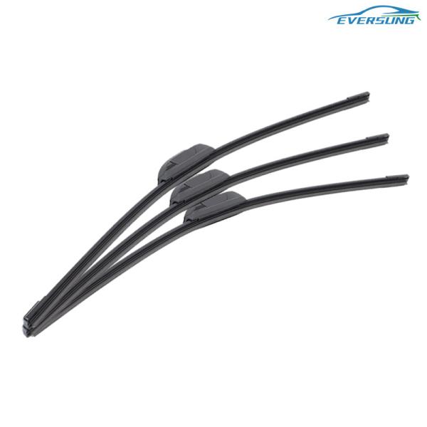Black Boneless Wiper For  Universal Car Windscreen Wiper Blades With Soft Rubber  Materials