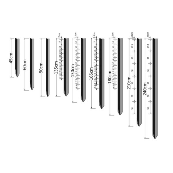 3000mm Length Metal Star Pickets , 2.04kg/M Black Star Picket