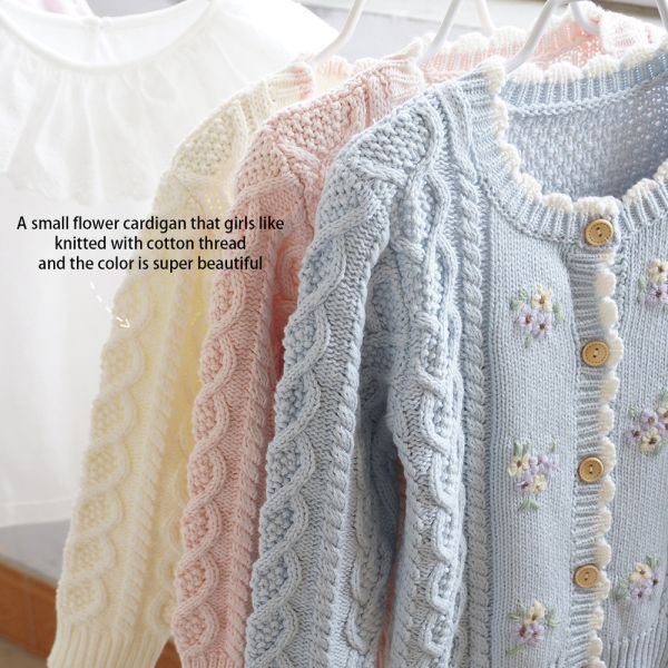 2023 spring and autumn hot sale sweet and lovely solid girls knitted sweater cardigans