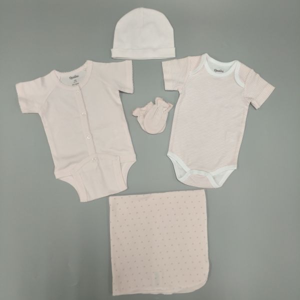 Super Soft 100% Cotton Newborn Baby Clothing Gift Set Bodysuit Blanket Hat and Layette