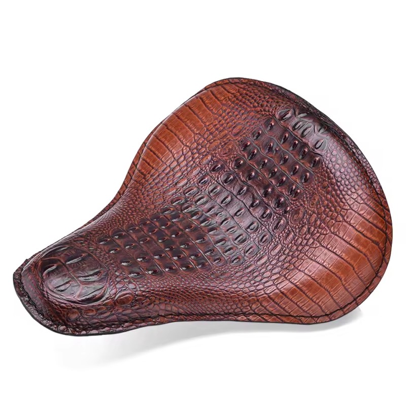 Brown Crocodile Leather Custom Motorcycle Saddle Seat Sproteggerci Electronic Bike Cover for Chopper Bobber Motorcycles