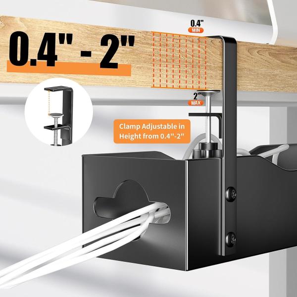 ISO9001 Rohs CE Certified Cable Management Under Desk No Drill and Carbon Steel Clamp