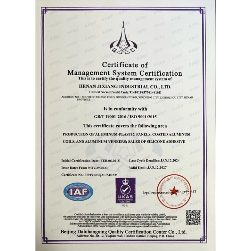 Henan Jixiang Industrial Co., Ltd Certifications