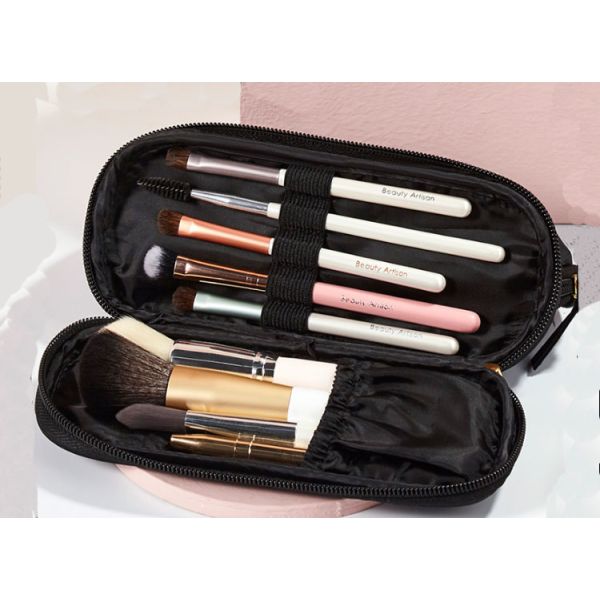 Brush bag and makeup bag 2 in one women's small portable travel set storage bag