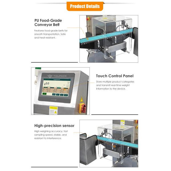 Online Checkweigher Conveyor with Reject System Packaging Line Weight Inspection Equipment