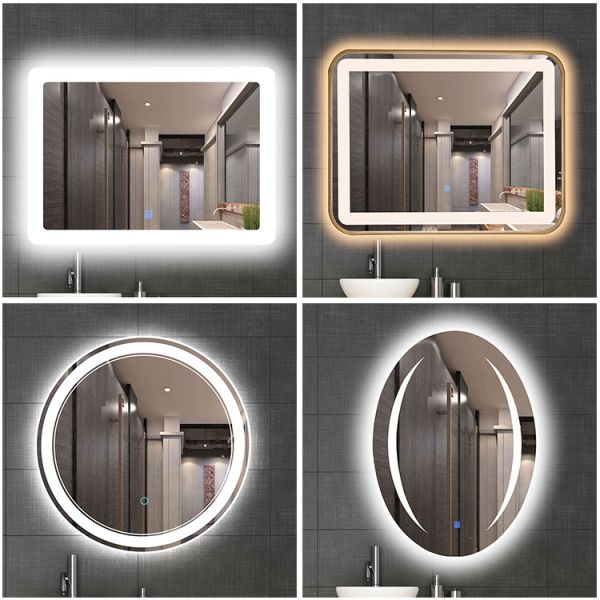 Wall Aluminum Oval LED Bathroom Mirror Hotel Decorative Oval Vanity Mirror With Lights