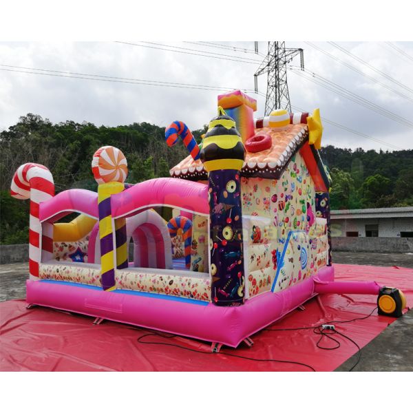 Colorful Candy Moonwalk Bounce House Slide Inflatable Kids Playground