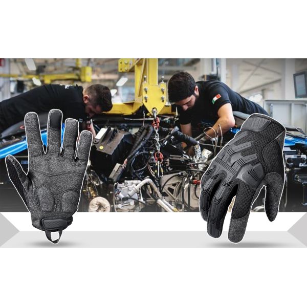Protective Gear Full Finger Gloves, Motorcycle Tactical Gloves Upgraded Touch Screen Damping Palm Pads Rubber Guard