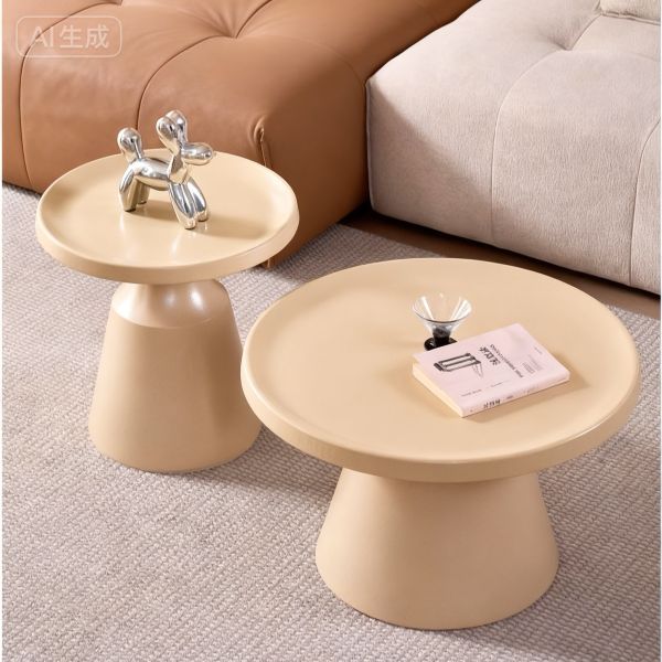 Modern Nordic Style Round Coffee Table Set for Small Spaces Living Room Furniture with Sofa Side Table Balcony