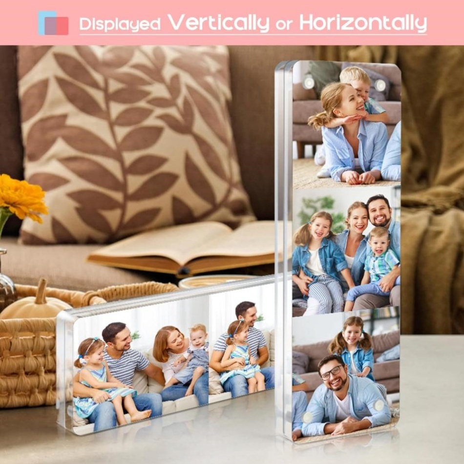 Acrylic Photo Frame with Magnetic Closure 2x6 Double-Sided Display