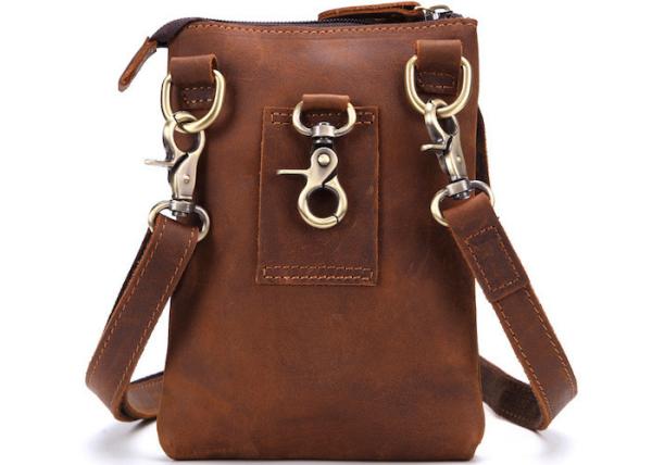 14*19*3CM Saco de viagem impermeável de couro genuíno Carteira de pescoço multifuncional