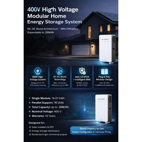 400V HV LiFePO4 Energy Storage System Expandable to 256kWh for Solar Projects