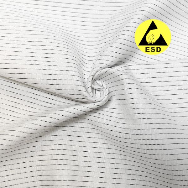 5mm Stripe 65%Polyester 34%Vicose 1%Carbon Fiber Antistatic Fabric Cleanroom ESD Fabric Antistatic Cloth Fabric