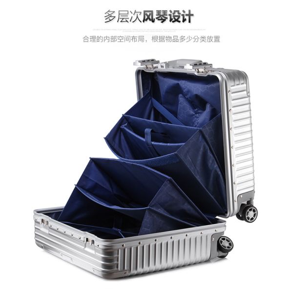 Equipaje de 18 pulgadas, equipaje de embarque pequeño multifuncional, maleta de aluminio para negocios, contraseña para hombres y mujeres 17 caja dura de viaje